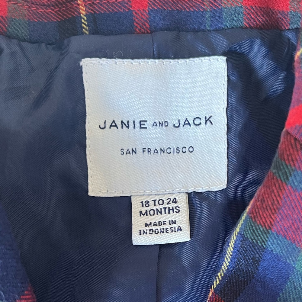 Janie and Jack Red and Blue Plaid Blazer